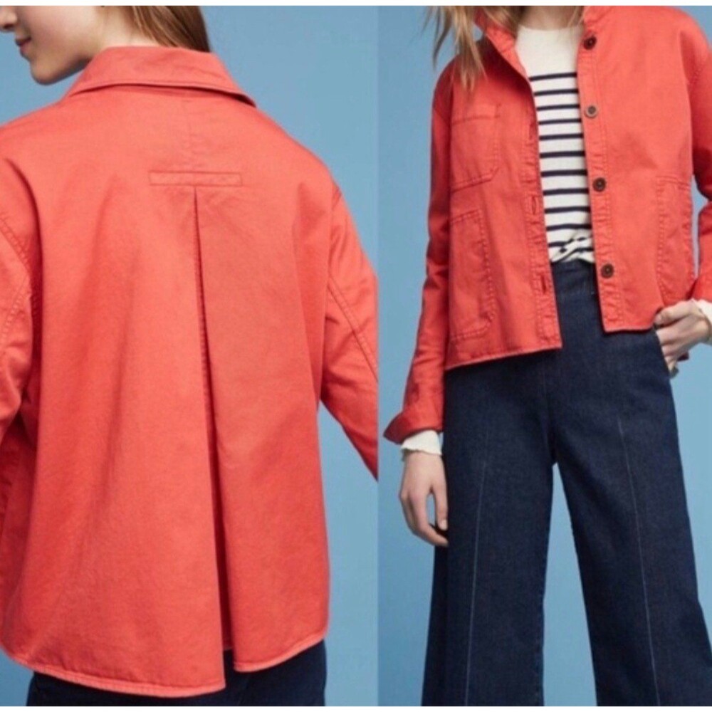 Anthropologie Chino coral swing jacket